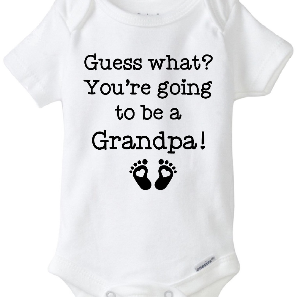 Baby announcement onesie®, Guess what? You're going to be a Grandpa!